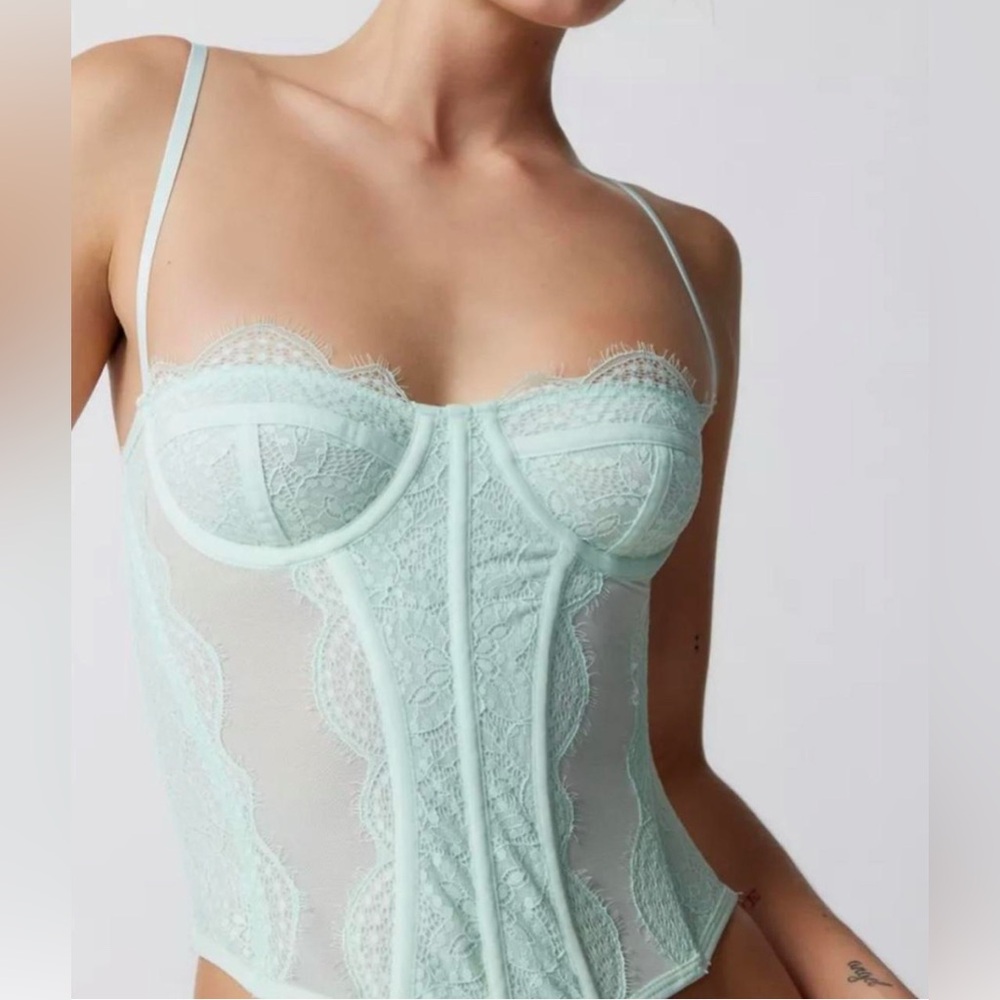 Light green corset bustier top urban outfitters small